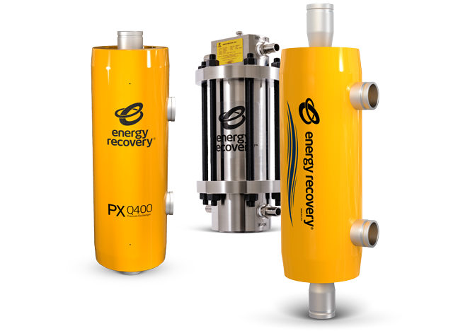 Image of the three pieces that make up the Energy Recovery Pressure Exchanger.