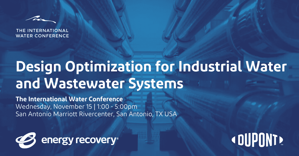 Graphic that says "Design Optimization for Industrial Water and Wastewater Systems"