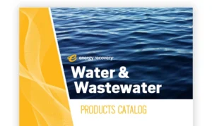 Cover page for an Energy Recovery Water & Wastewater Products Catalog.