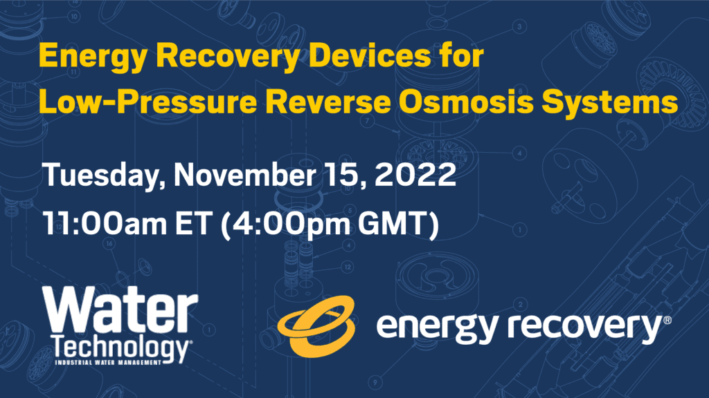 Graphic that says "Energy Recovery Devices for Low-Pressure Reverse Osmosis Systems"