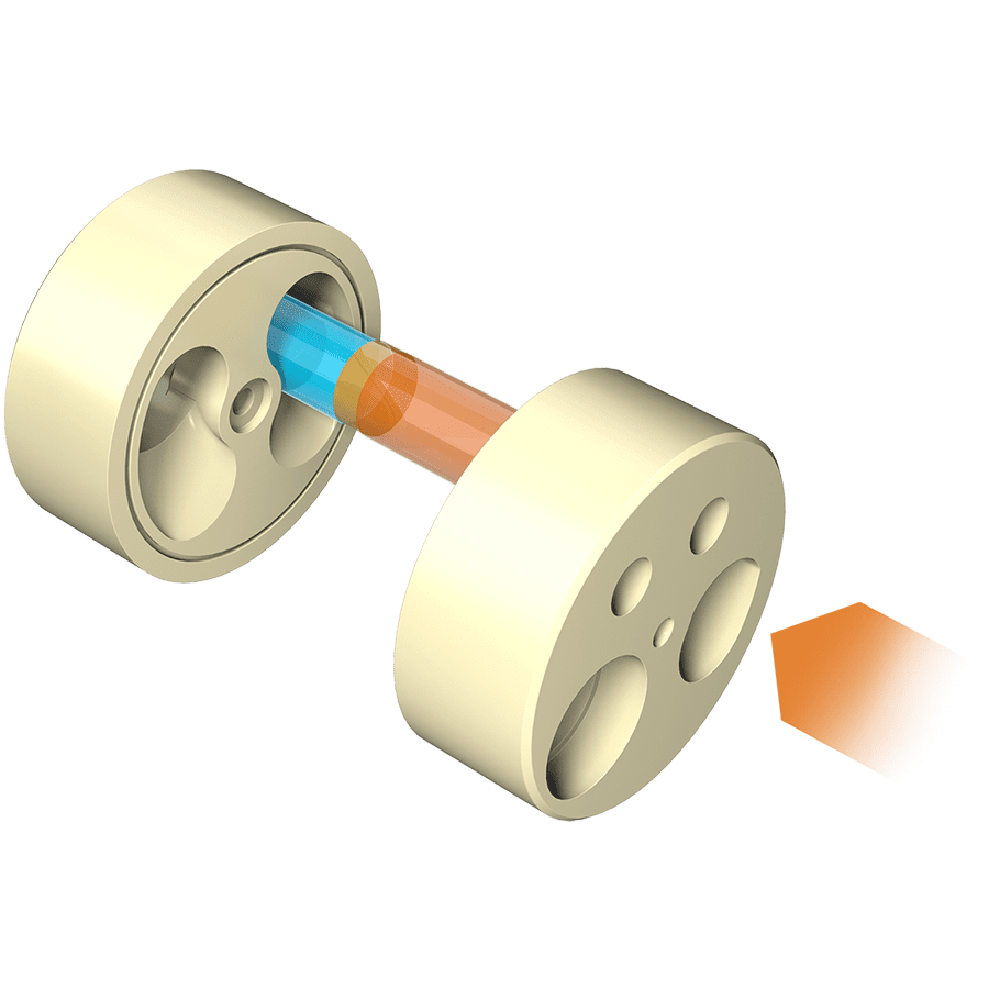 Graphic of the bottom half of the PX motor emphasizing how it works
