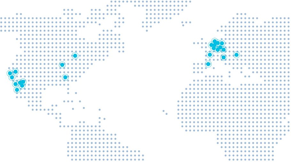 World map with hot spots