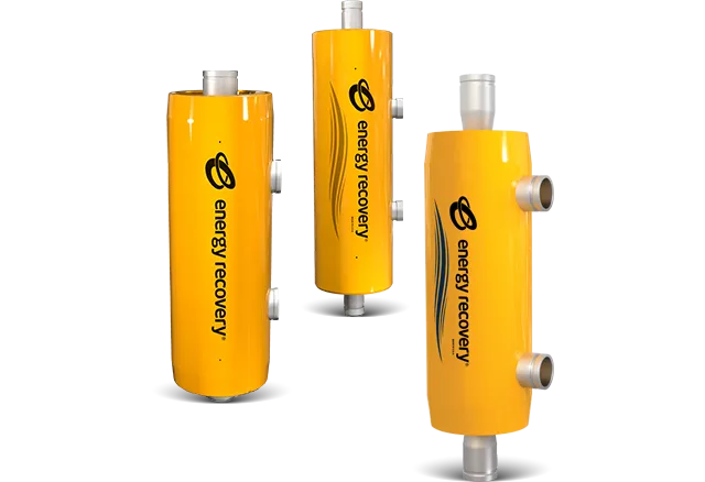 Image of the three pieces that make up the Energy Recovery Pressure Exchanger.